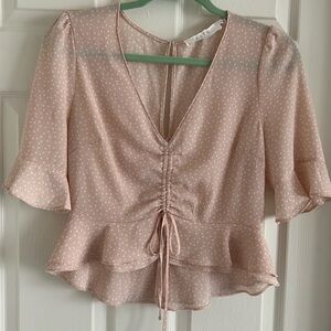 ASTR The Label cropped blouse. Cinched front. Pale pink. EUC! Size Medium!